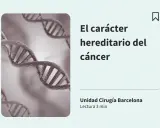 El carácter hereditario del cáncer se representa con una doble hélice de ADN, sugiriendo la base genética de la enfermedad.