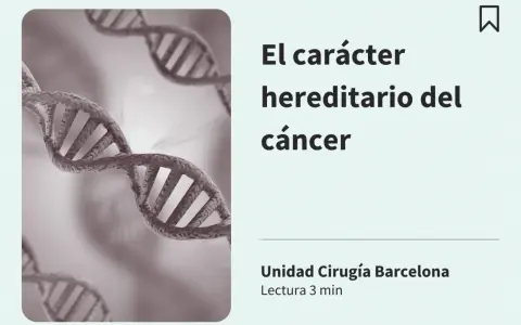El carácter hereditario del cáncer se representa con una doble hélice de ADN, sugiriendo la base genética de la enfermedad.