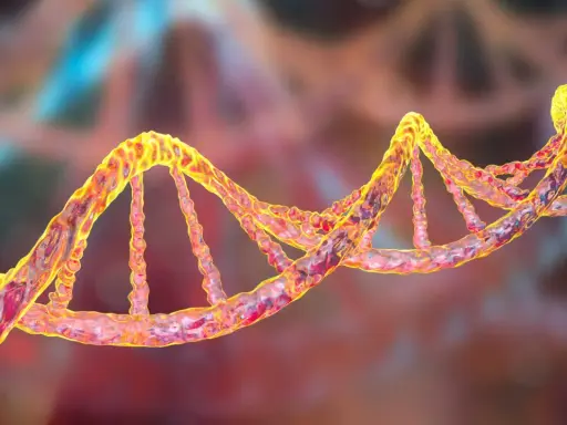 Una doble hélice de ADN, que representa la genética. Se investiga si el alzheimer se hereda de la madre.