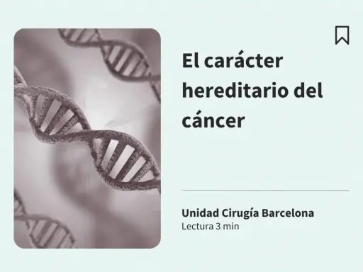 El carácter hereditario del cáncer se representa con una doble hélice de ADN, sugiriendo la base genética de la enfermedad.