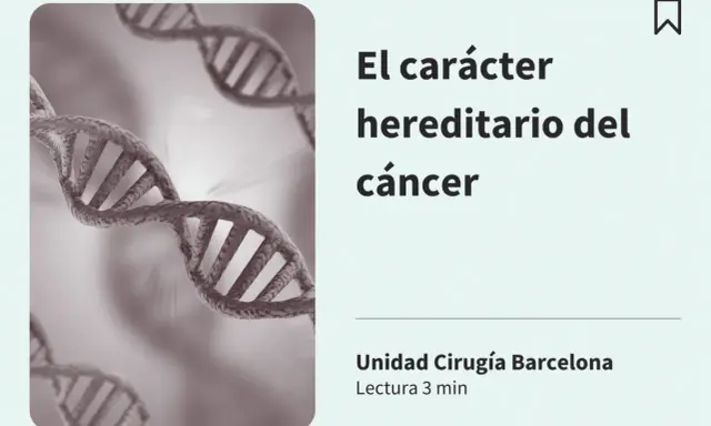 El carácter hereditario del cáncer se representa con una doble hélice de ADN, sugiriendo la base genética de la enfermedad.